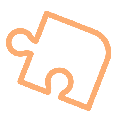 ein orangefarbenes Puzzleteil auf weißem Hintergrund .
