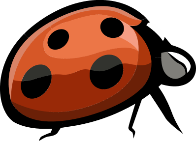 Red ladybug with black spots and legs on a white background
