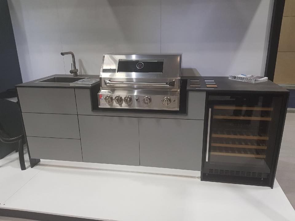 A Kitchen With a Grill and Wine Cooler — Hunter Kitchen King In Maitland, NSW