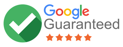 A google guaranteed logo with a check mark and five stars.