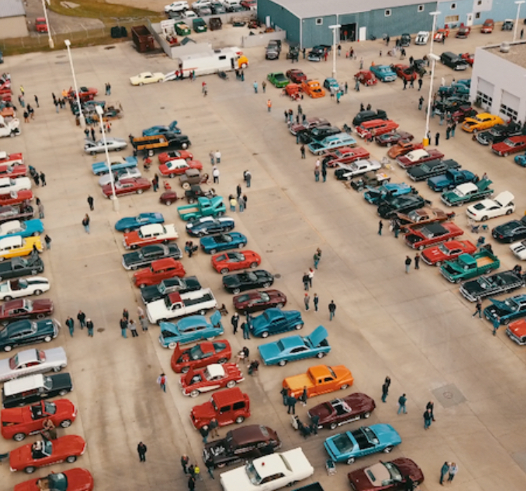 Black and white photo of cars