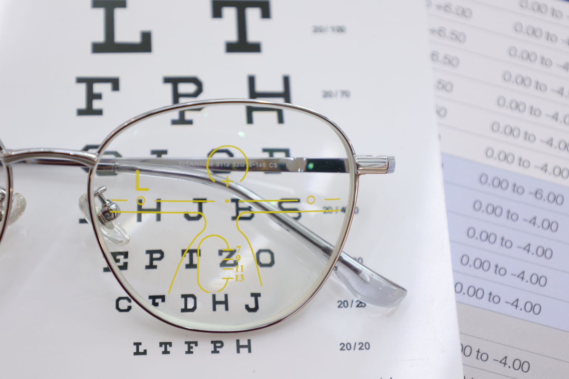 Several pairs of glasses are stacked on top of each other