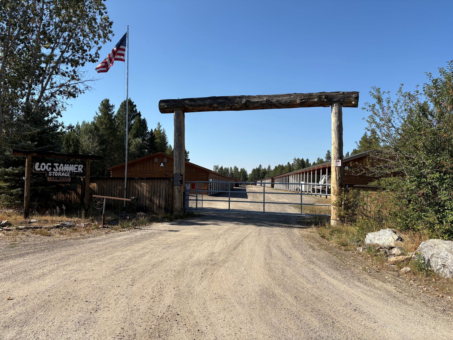 Log Jammer Storage entrance gate McCall ID