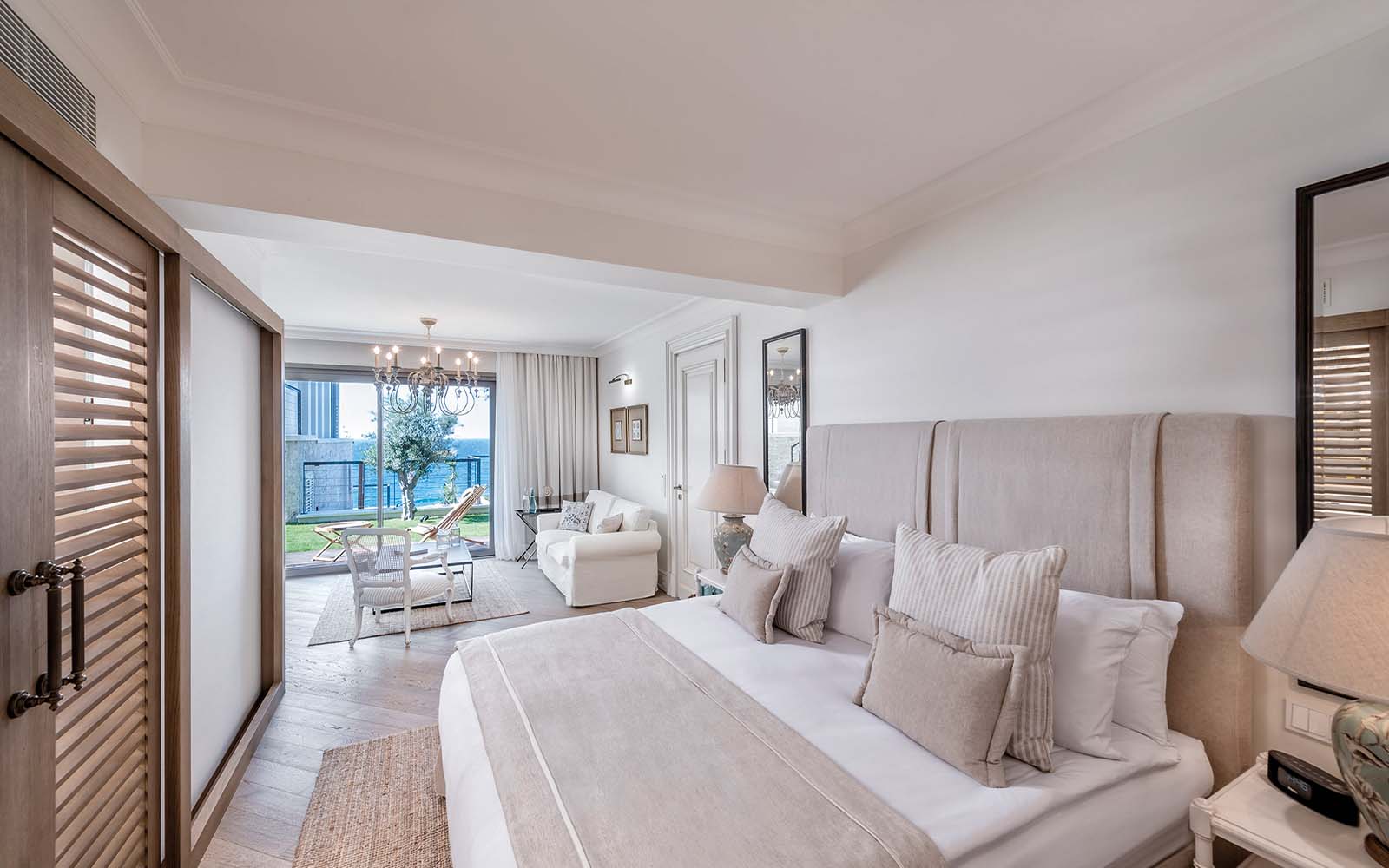 There is a large bed in the middle of the room.