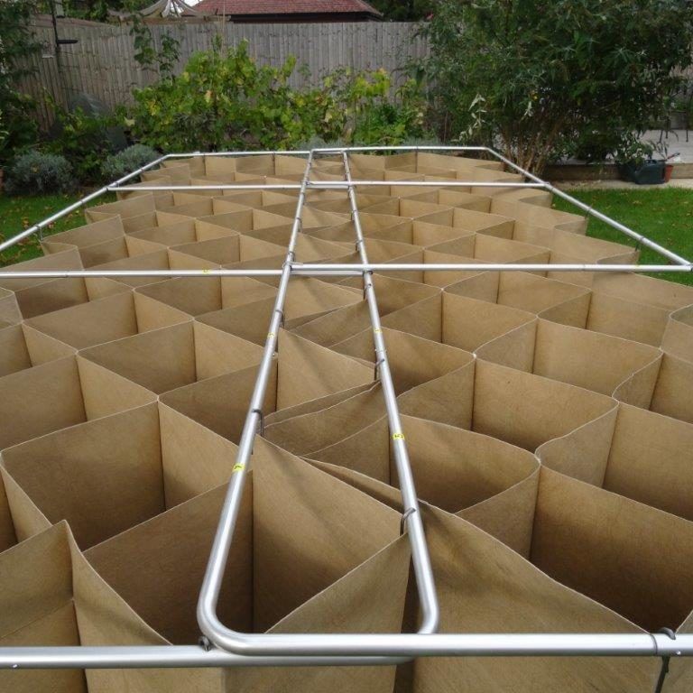 Geogrid pattern showing where two Defencell Flood Defense Barriers Connect