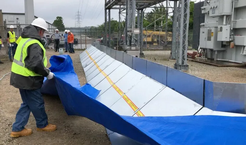 The Inero Flood Barrier is comprised of aluminum flood panels that can be joined together and form long barriers. This system does not require any fill material to stop flood water.