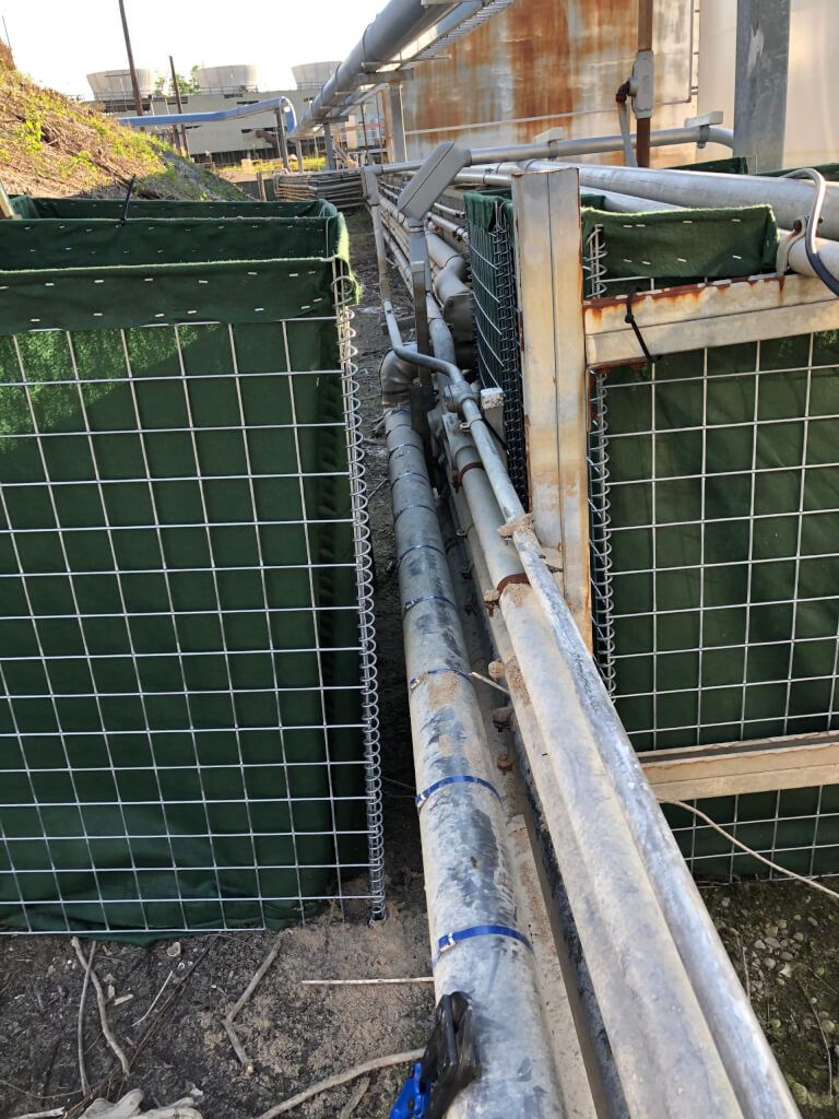 Flood Barrier around Pipes step 1 - HESCO Bastion