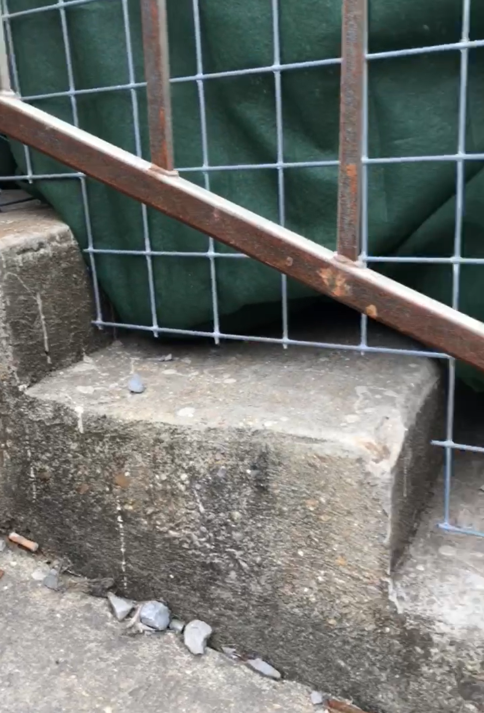 HESCO Bastion Flood Barrier modified to provide flood protection up stairs of a building
