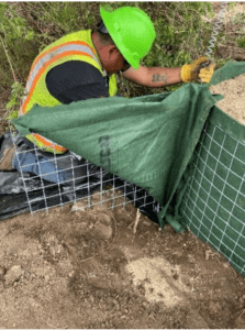 HESCO Barrier Modification in Progress