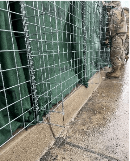 HESCO Flood Barrier Modification of Product Thickness to Fit Footprint