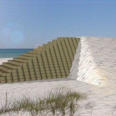 Reinforce a beach with large Defencell sandbag to prevent coastal erosion