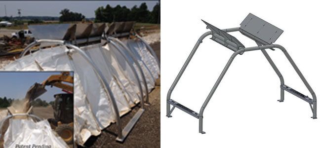 Filling frame for the sand filled flood barrier sandbag system
