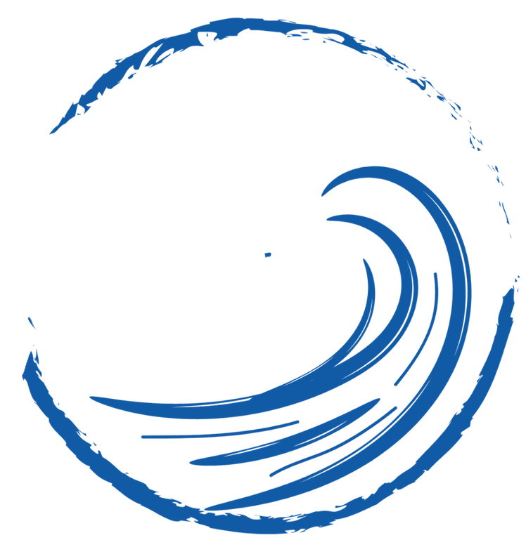A Blue Wave in A Circle on A White Background