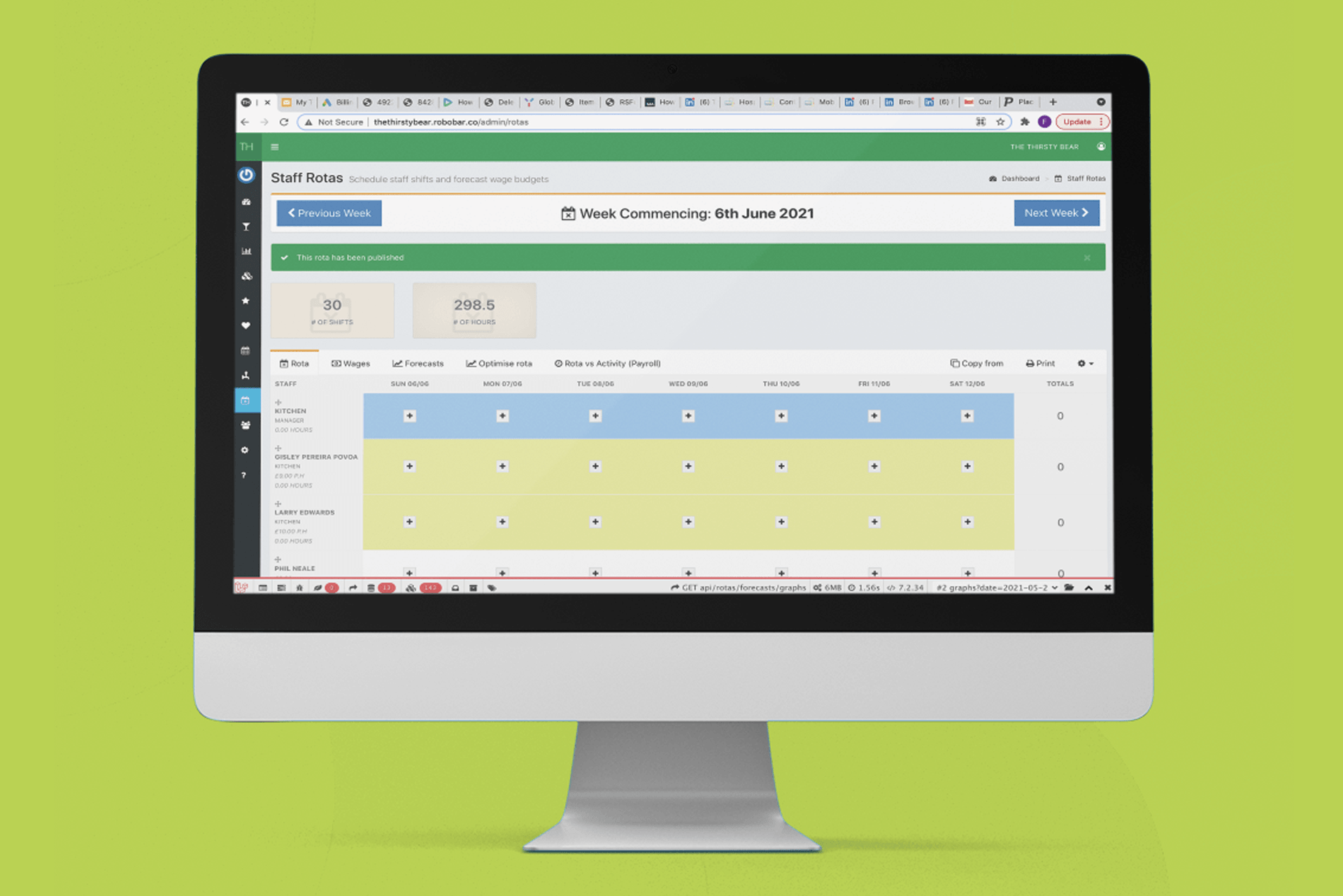 EPOS with staff scheduling, rota