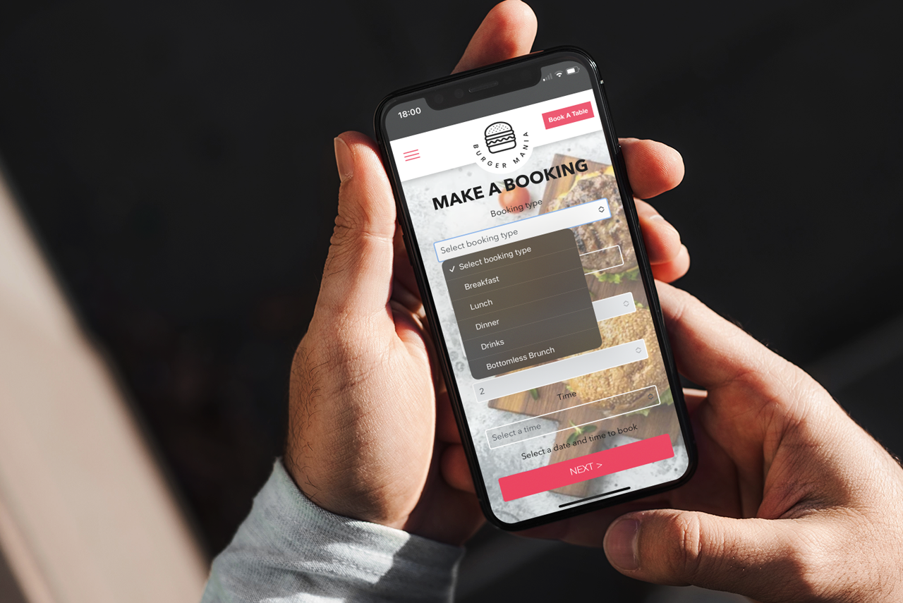 Booking a table on mobile phone