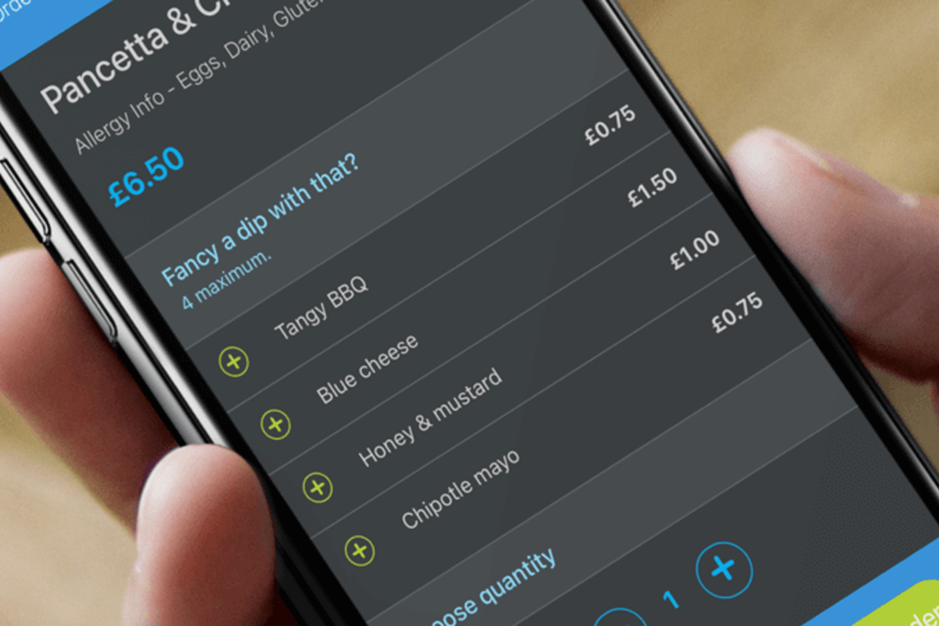 Upsell options on a mobile ordering app