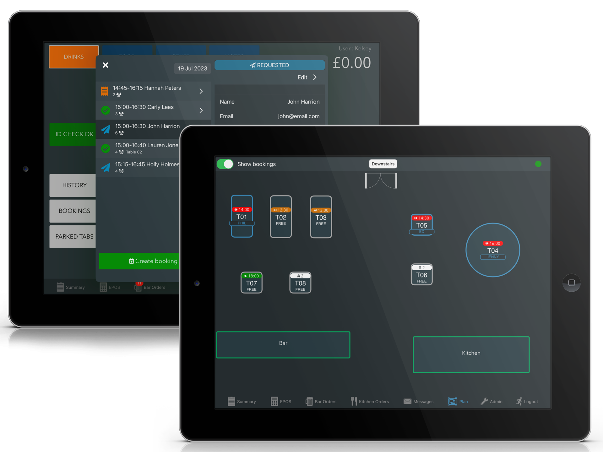 Restaurant bookings system