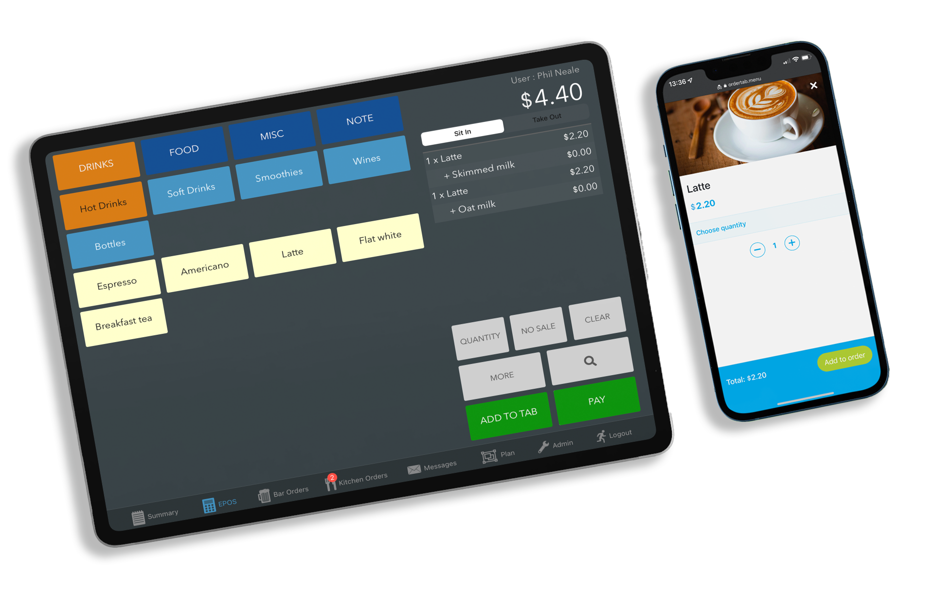 Tabology coffee shop POS and order on mobile