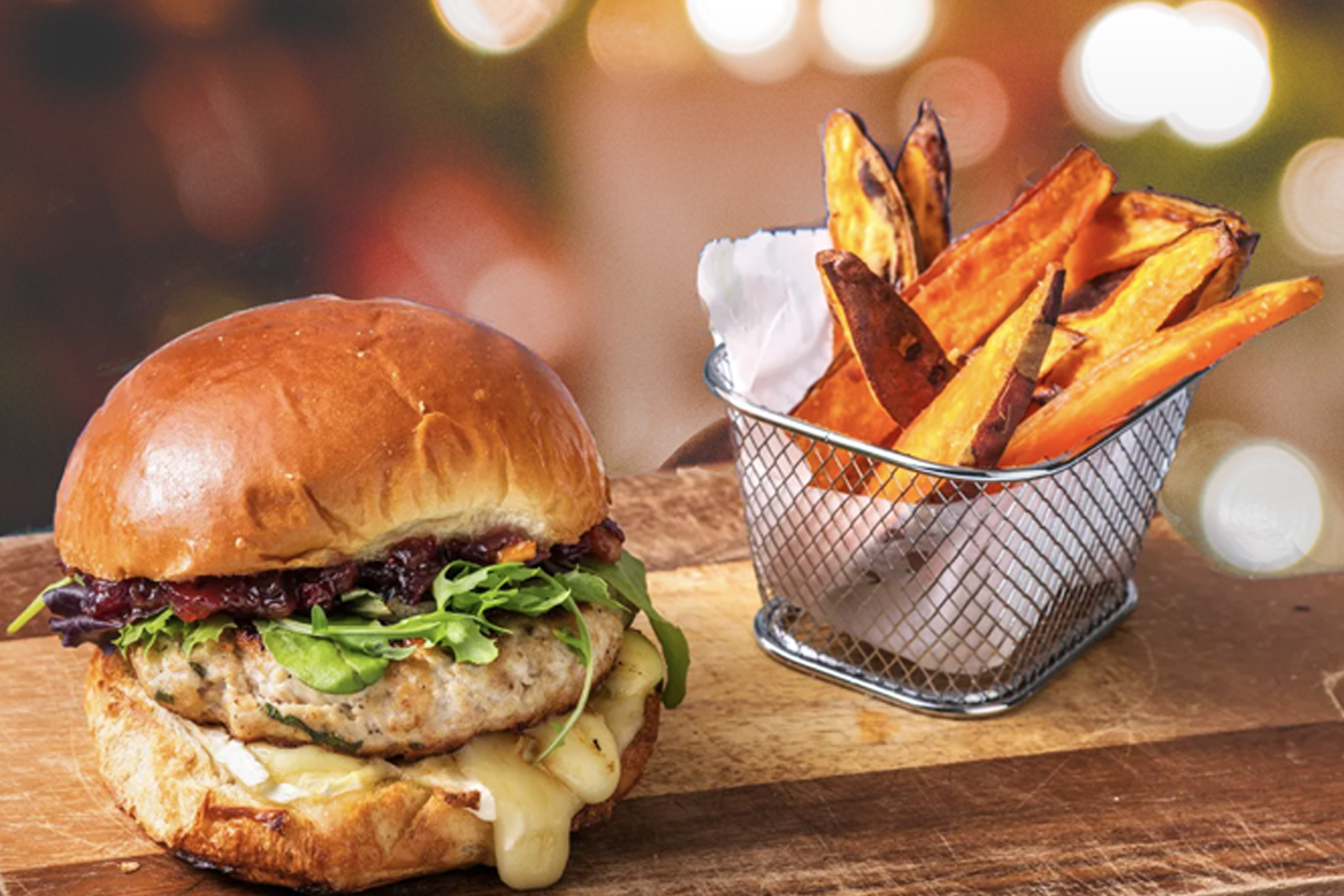 Turkey burger and chips