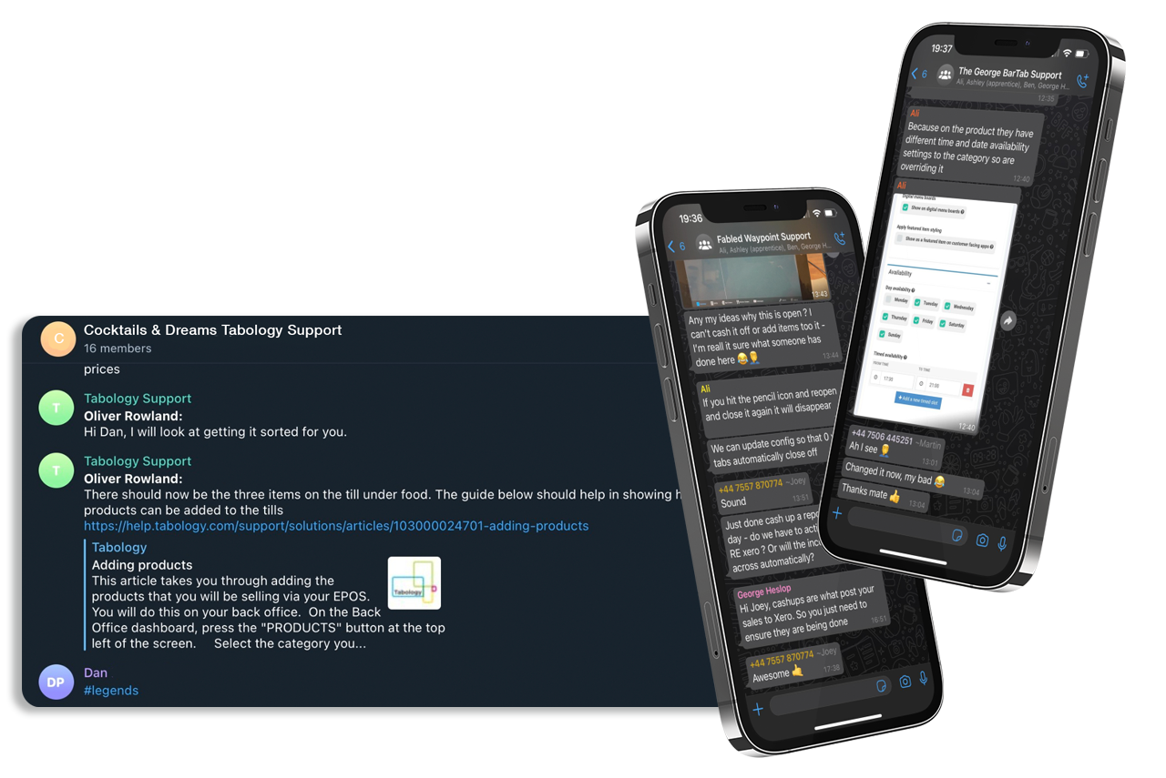 Telegram support chat
