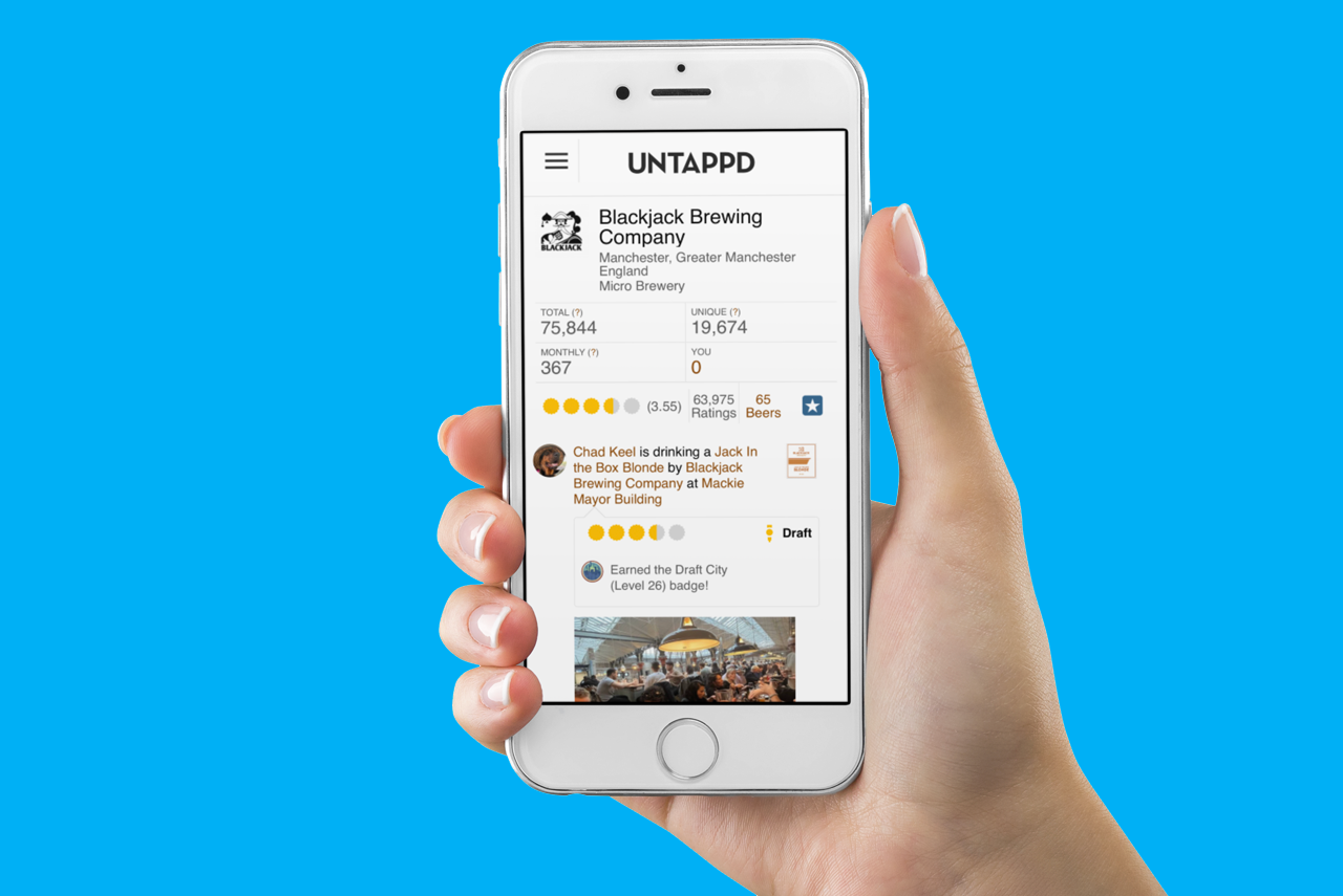 Untappd listing for Blackjack Brewing