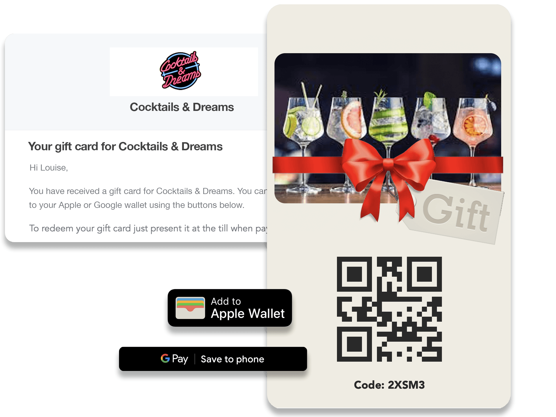 Hospitality venue gift cards