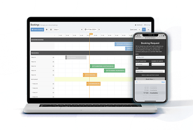 Tabology booking system, grid view and booking request