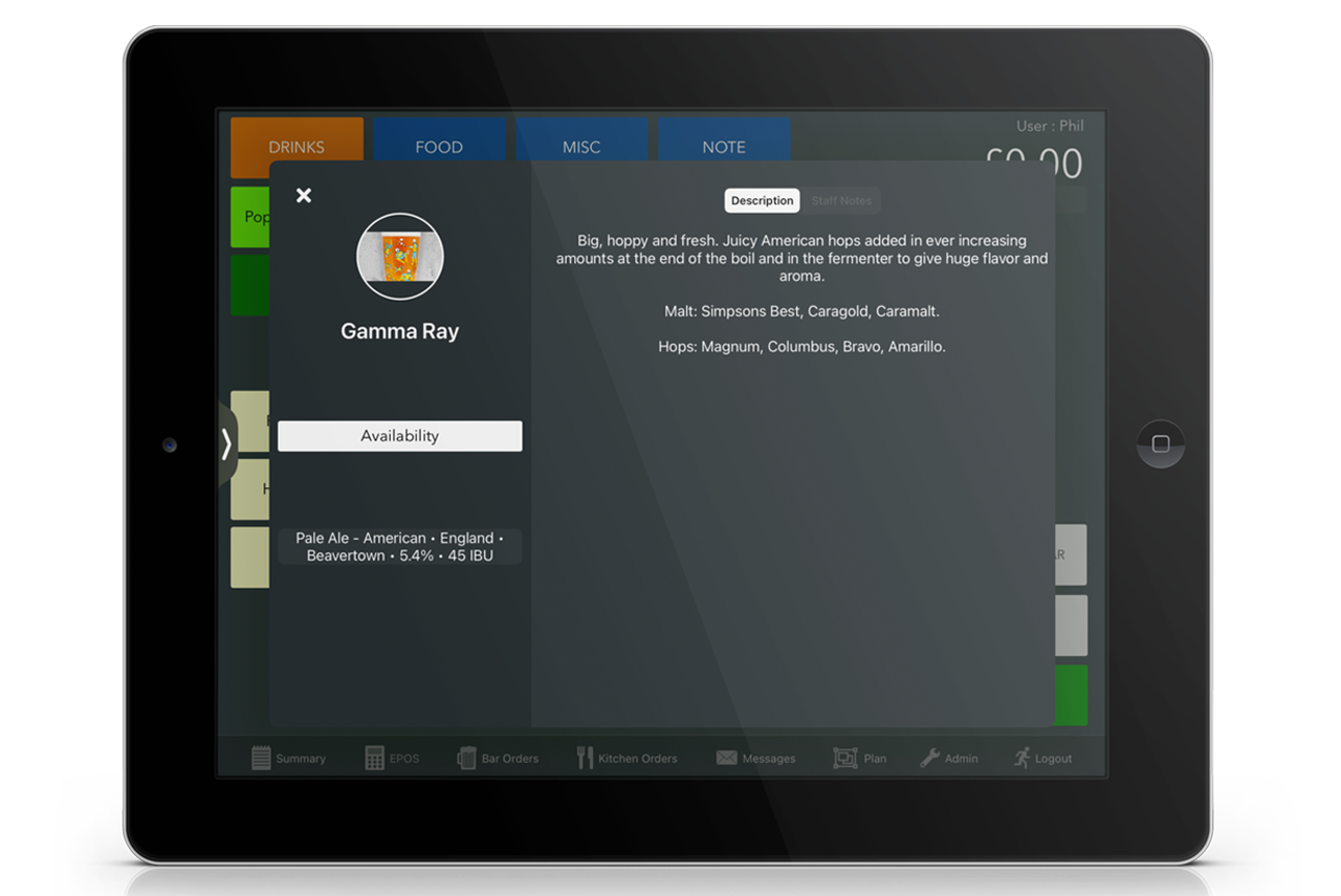 Gamma Ray product description on EPOS screen