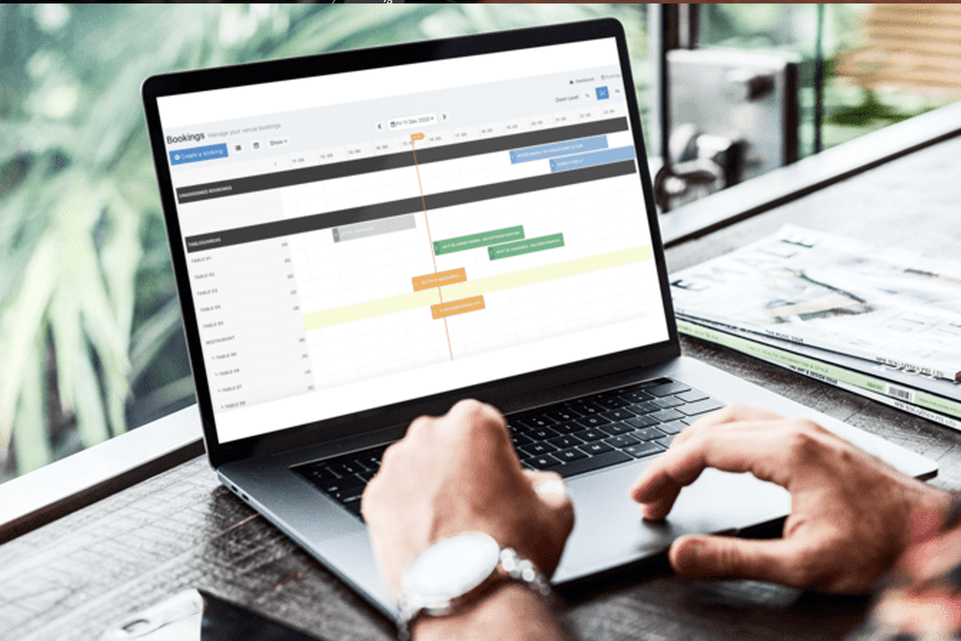 Bookings grid on laptop