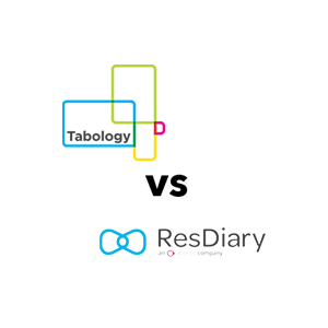 Tabology logo vs ResDiary logo on a white background