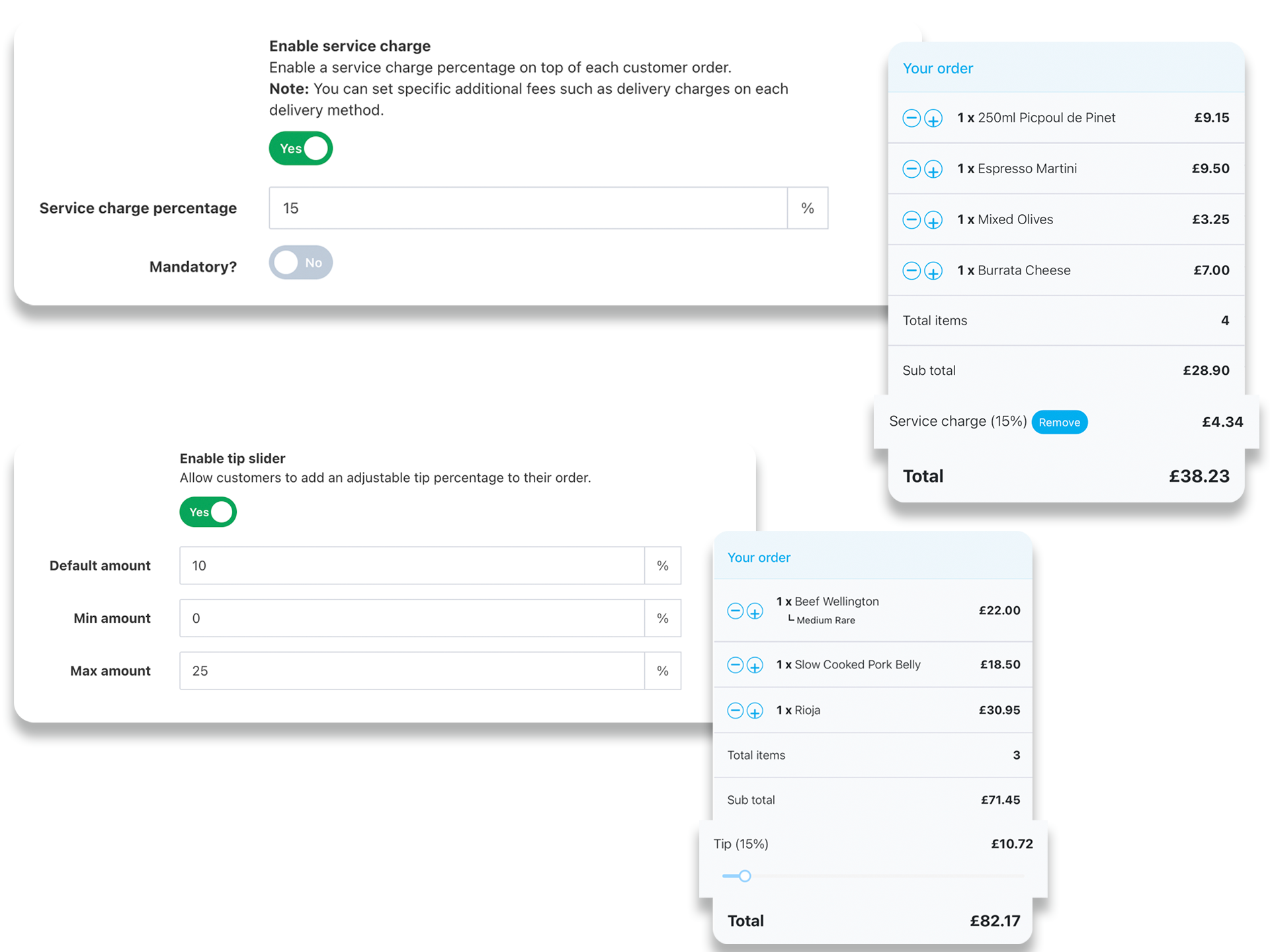 EPOS Back office, tip management settings