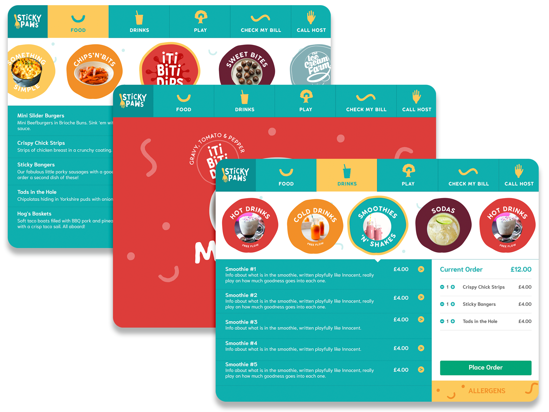 Custom branded iPad menu screens