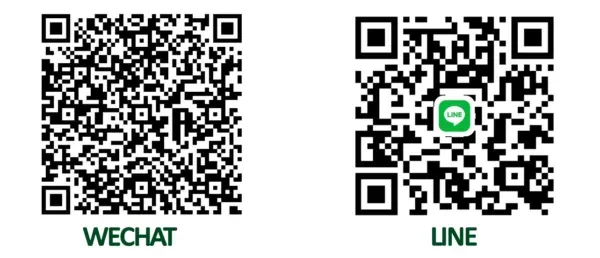 Two QR codes side by side for contact purposes, labeled