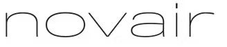Novair logo in thin gray lowercase letters on a white background