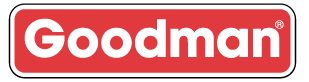 Goodman logo in white text on a red rounded rectangle background