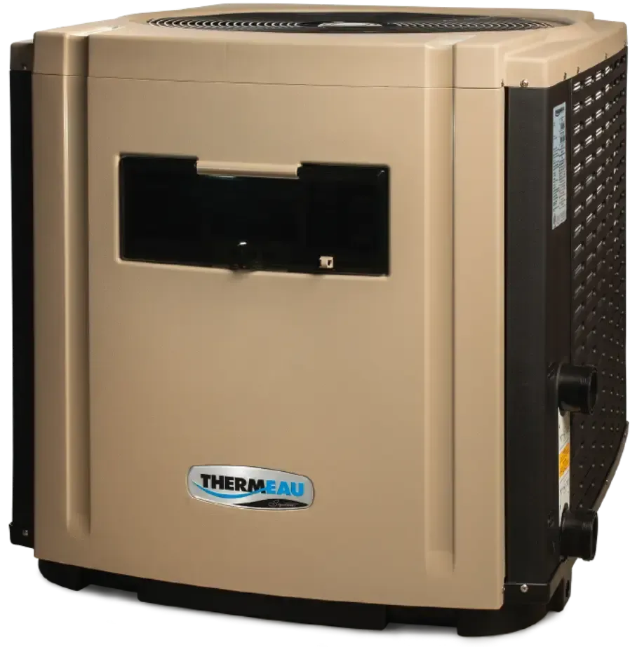 Tan and black Thermeau pool heater.