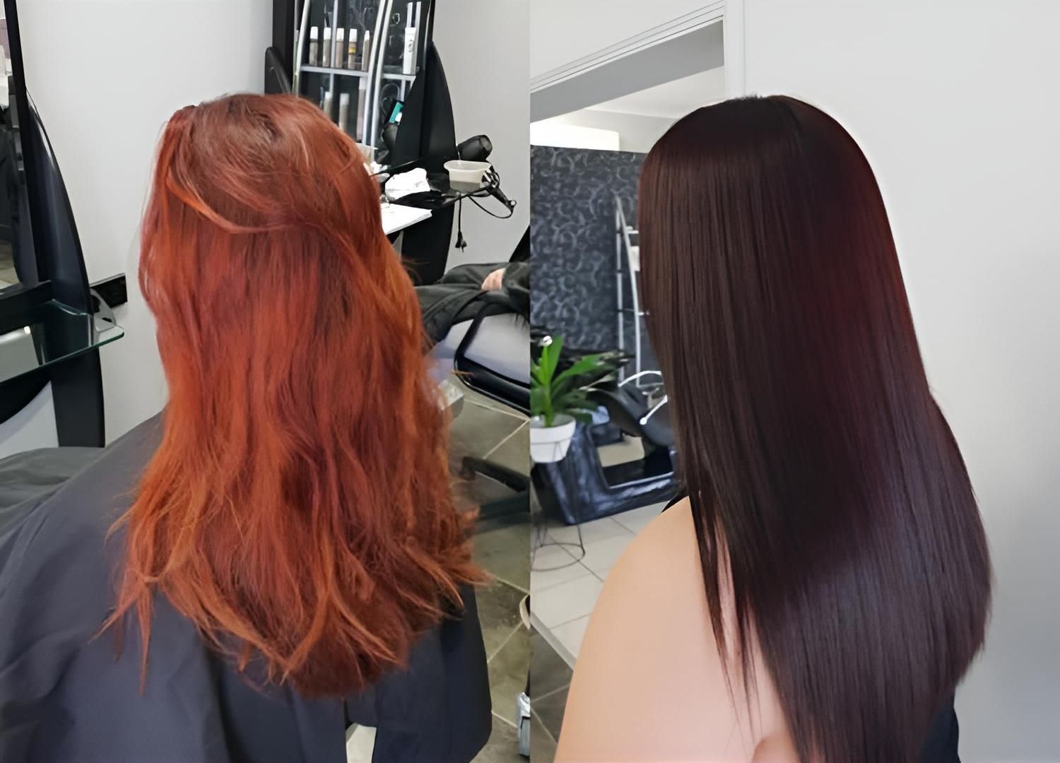 A Woman With Red Hair Is Getting Her Hair Dyed In A Salon — Klic's Hair Design In Earlville, QLD
