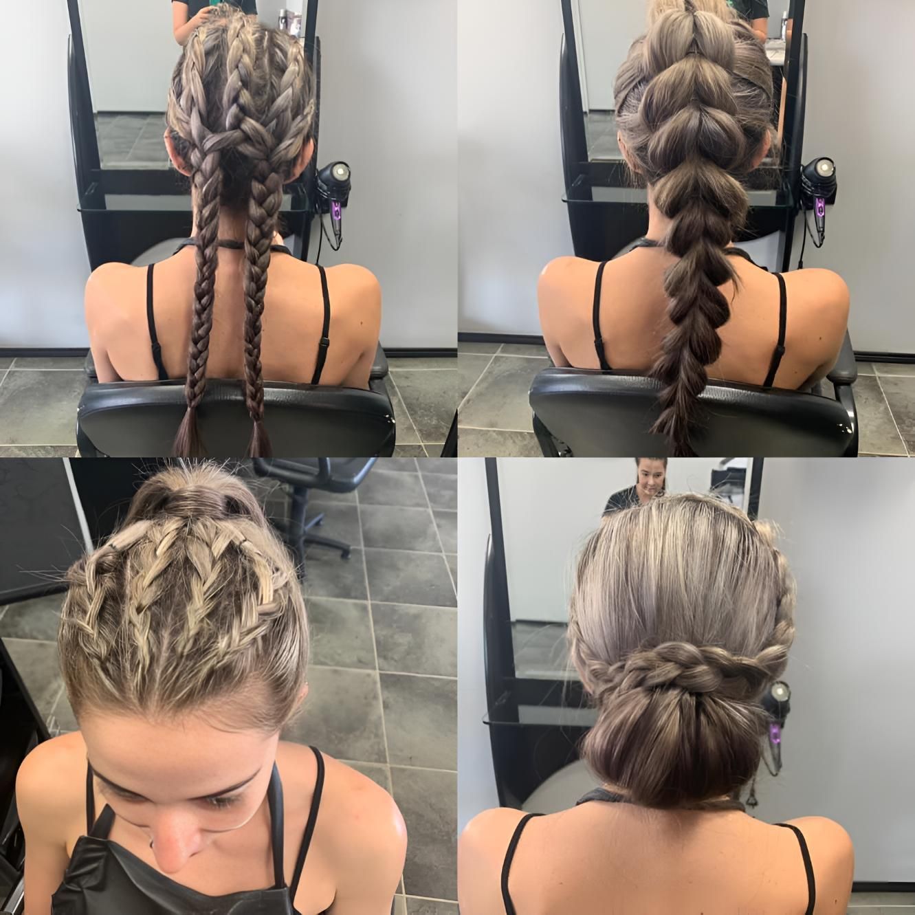 A Woman With Braids And A Bun In A Salon — Klic's Hair Design In Earlville, QLD