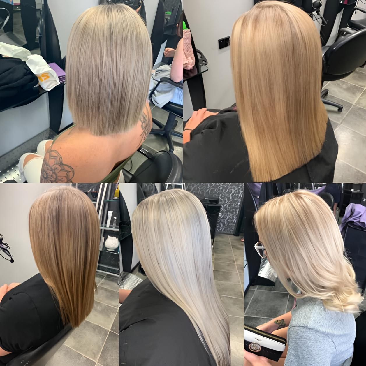 A Collage Of Photos Of A Woman Getting Her Hair Done In A Salon — Klic's Hair Design In Earlville, QLD