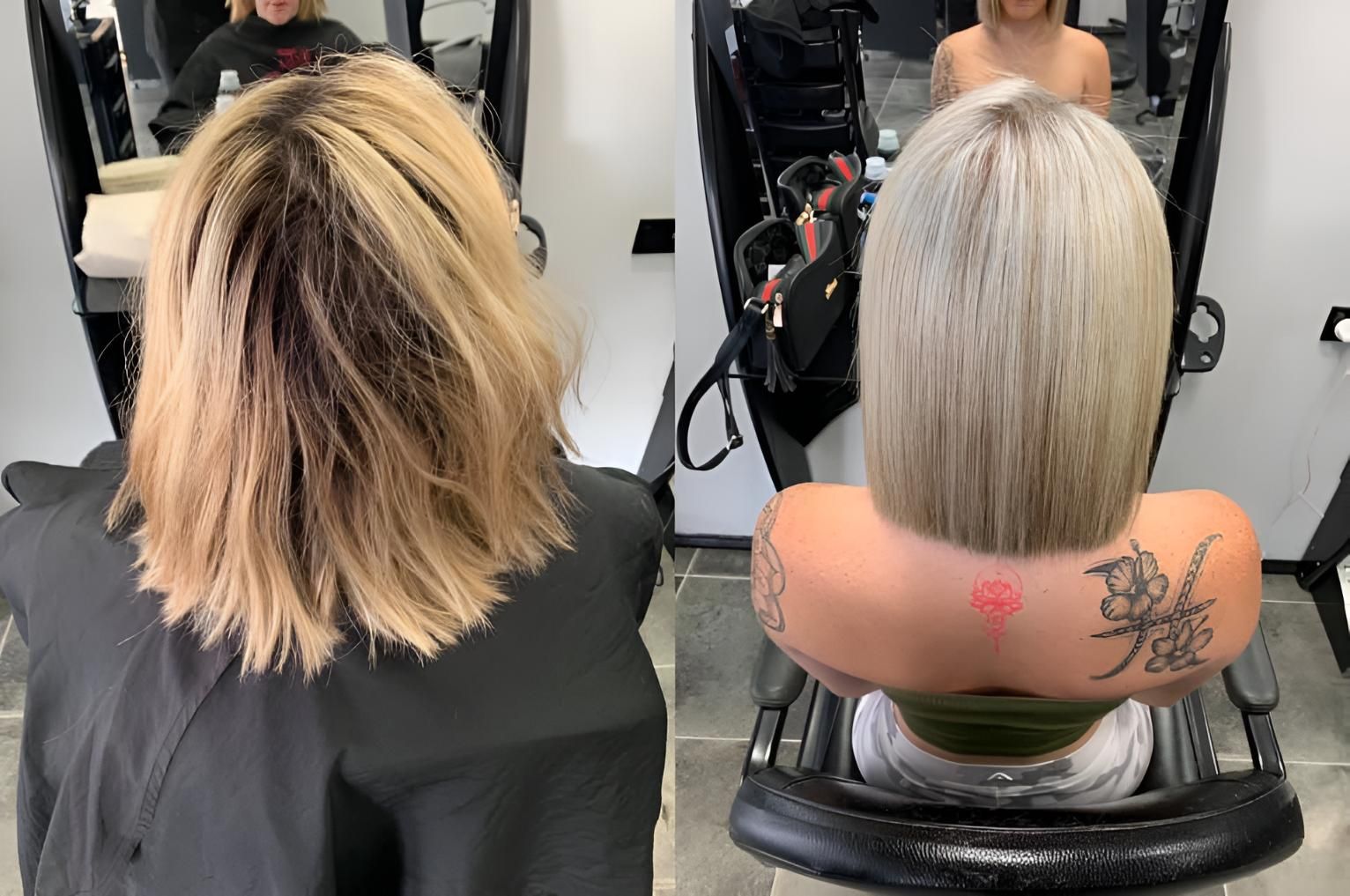A Woman Is Getting Her Hair Cut In A Salon — Klic's Hair Design In Earlville, QLD