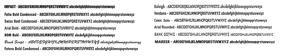 Text lists on a white background. One side has 7 entries, the other has 6.