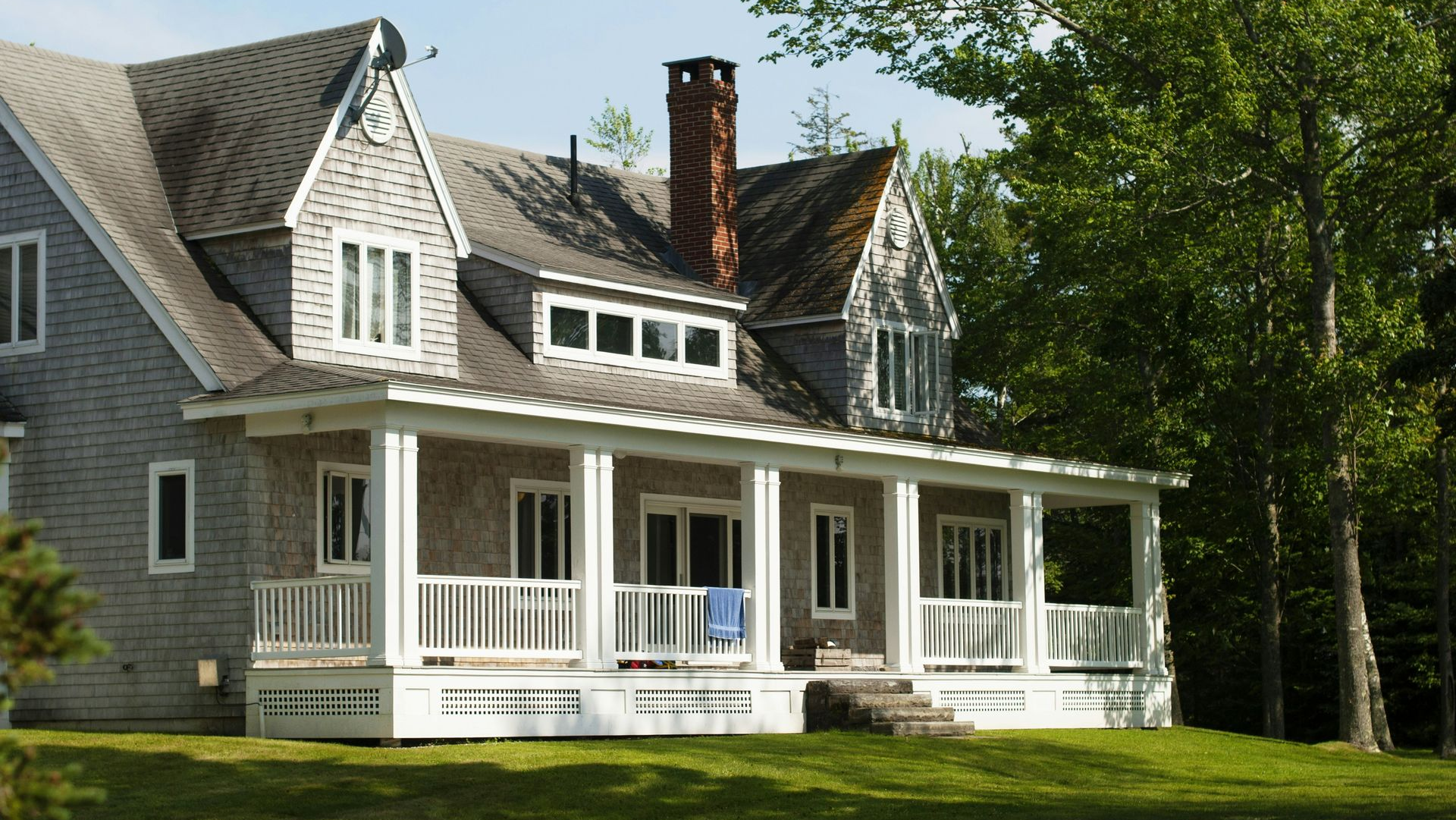 a two story gray house