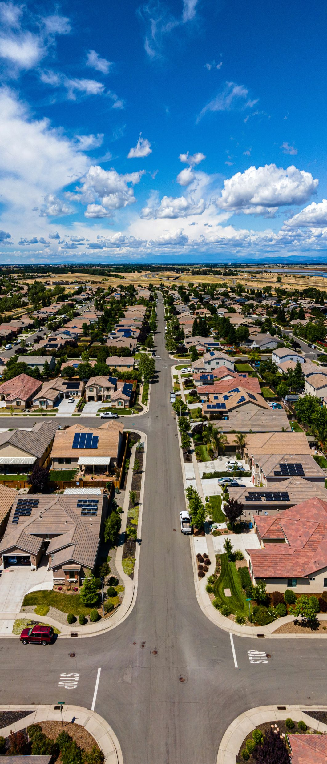 A road through a neighborhood
