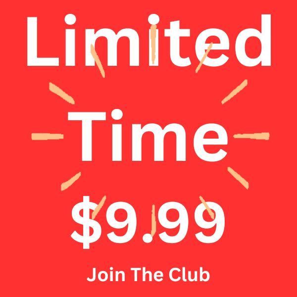 Red limited-time sale sign with $9.99 and “Join The Club” text
