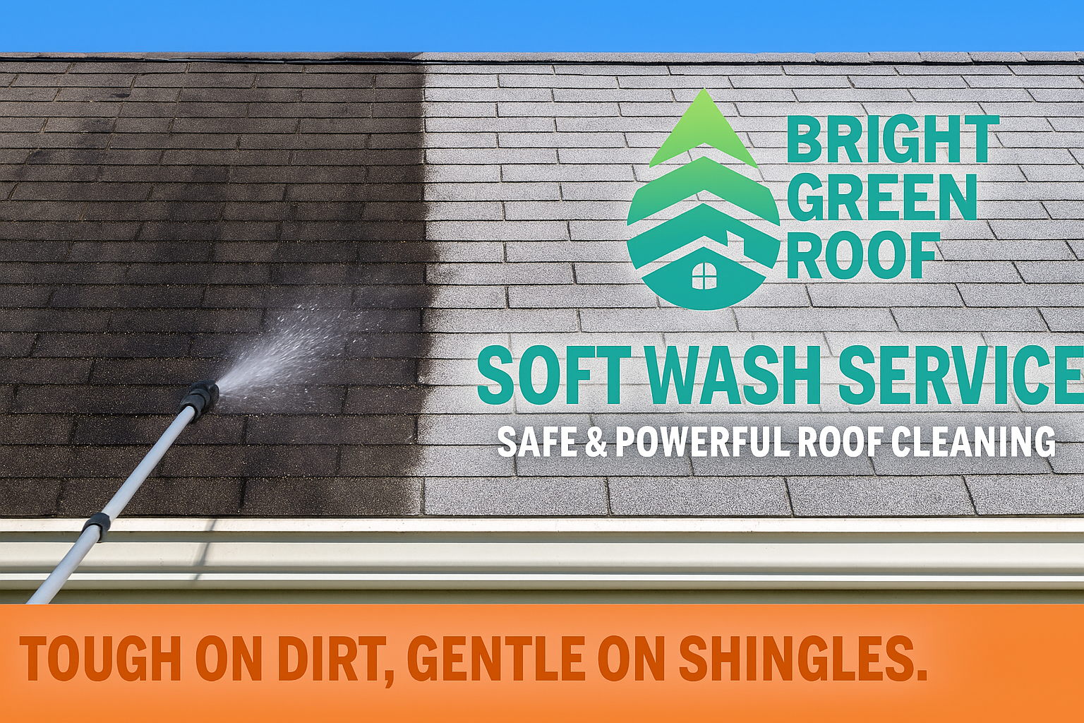 Florida roof technician performing a soft wash while sealing shingles during a tune-up service.