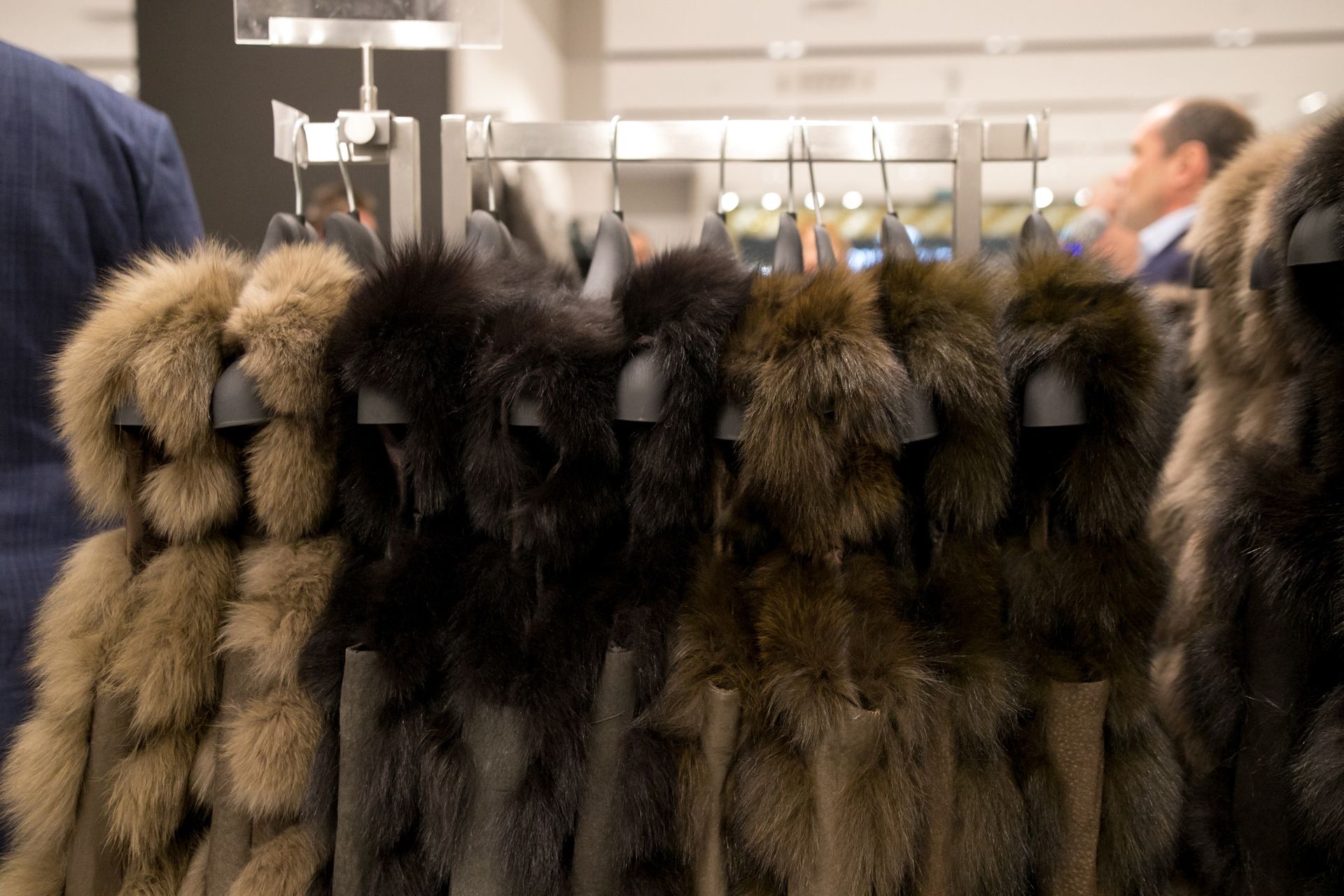 Luxury Fur Coats Hanging on Rack — Atlanta, GA — Atlanta Furs