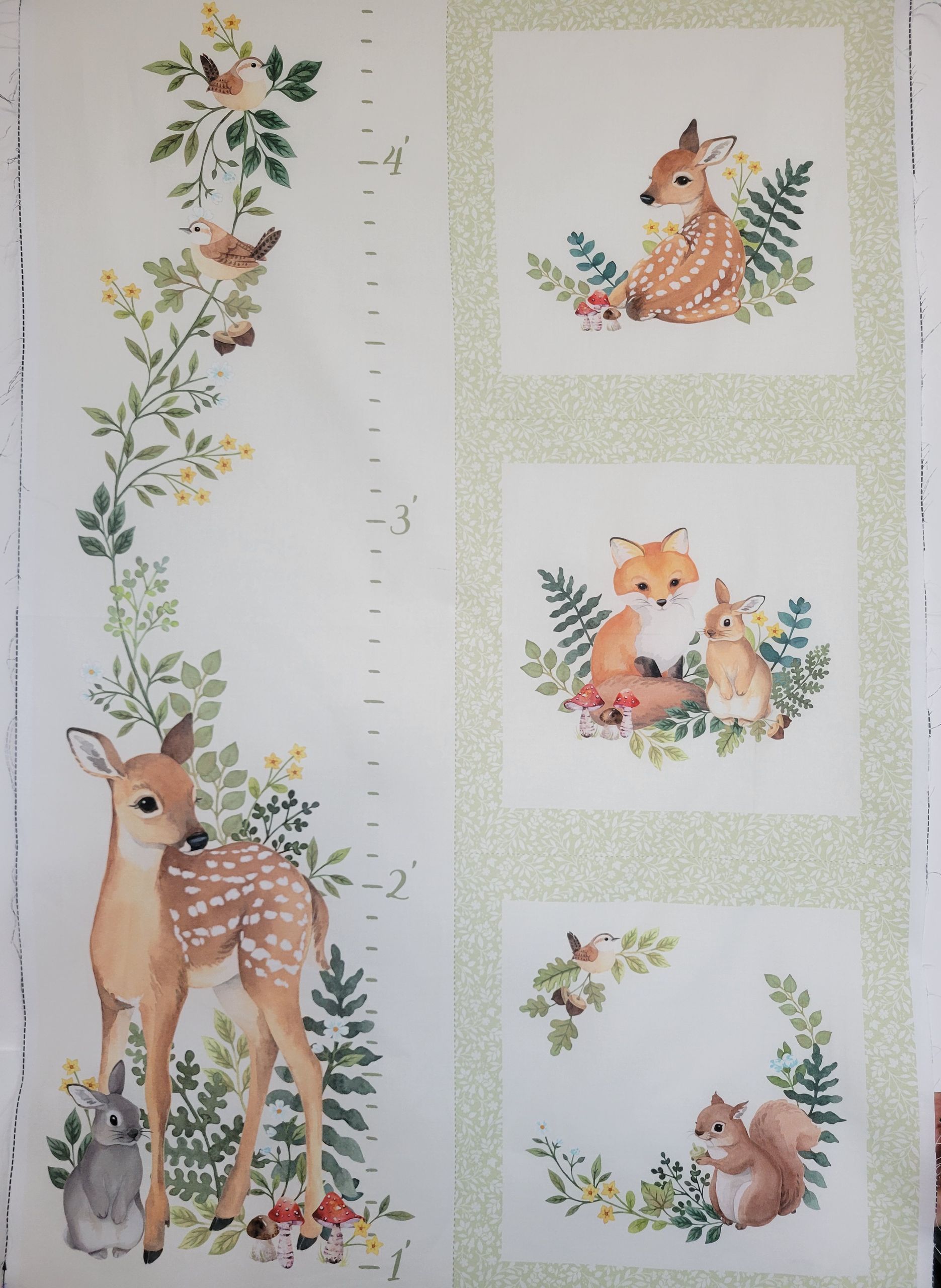 Pastel deer and floral nursery wall art set with wreaths and woodland animals