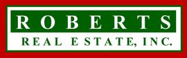 Roberts Real Estate, Inc. logo with white text on green and red background