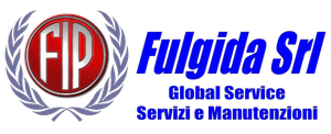 Logo di Fulgida Global Service in rosso e grigio con emblema circolare FIP