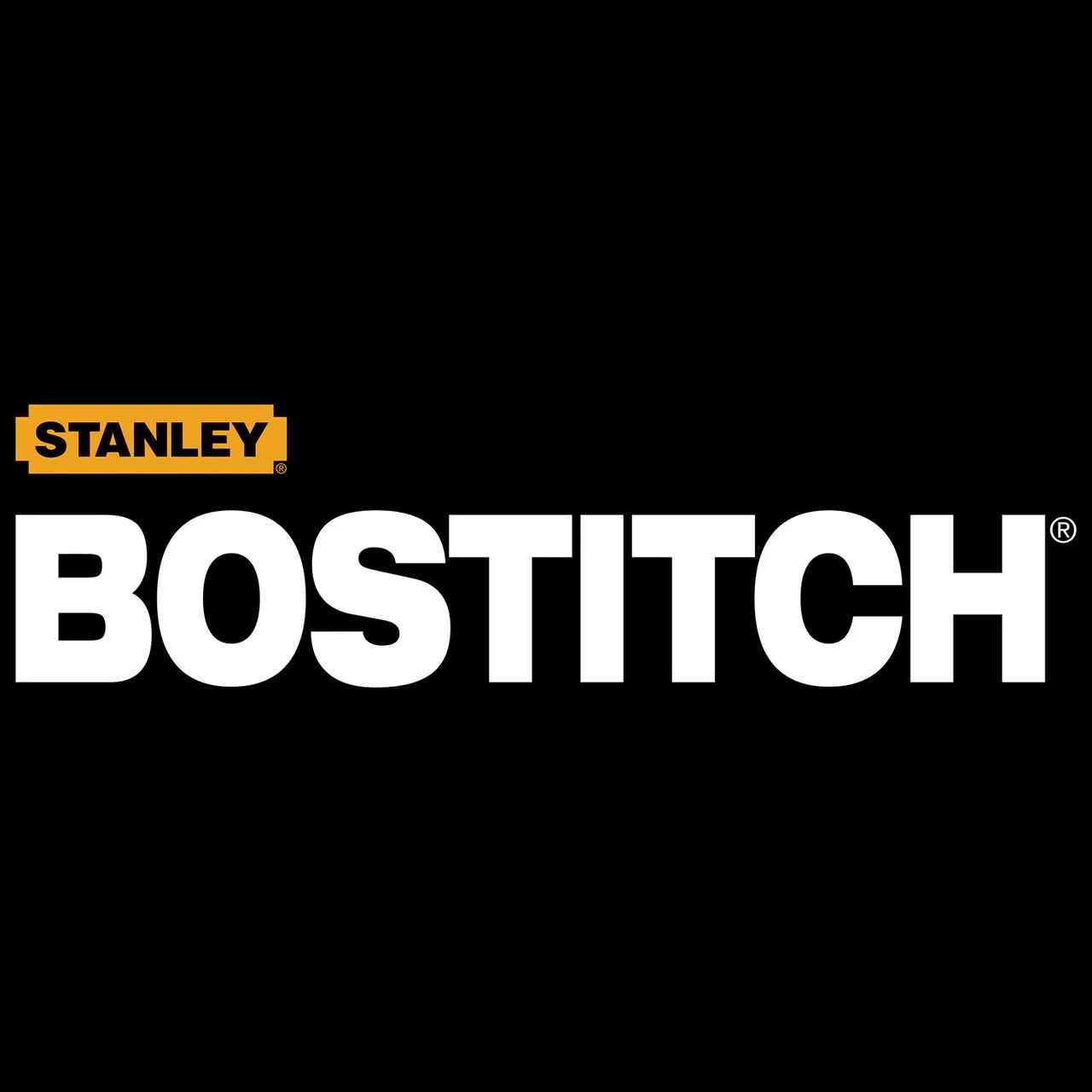 STANLEY Bostitch logo in yellow and white on a black background